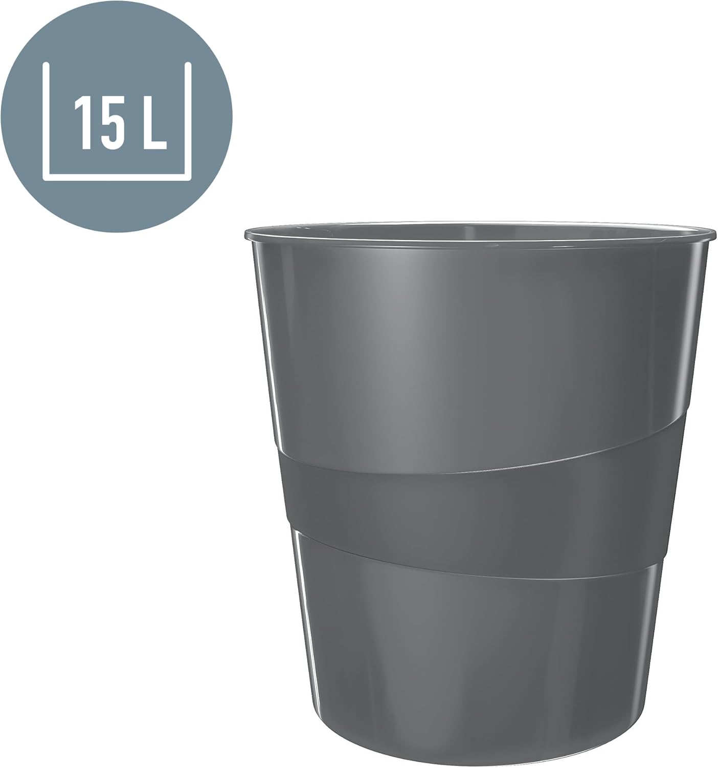 LEITZ Corbeille à papier WOW, en plastique, 15 litres, bleu - Cartouchify