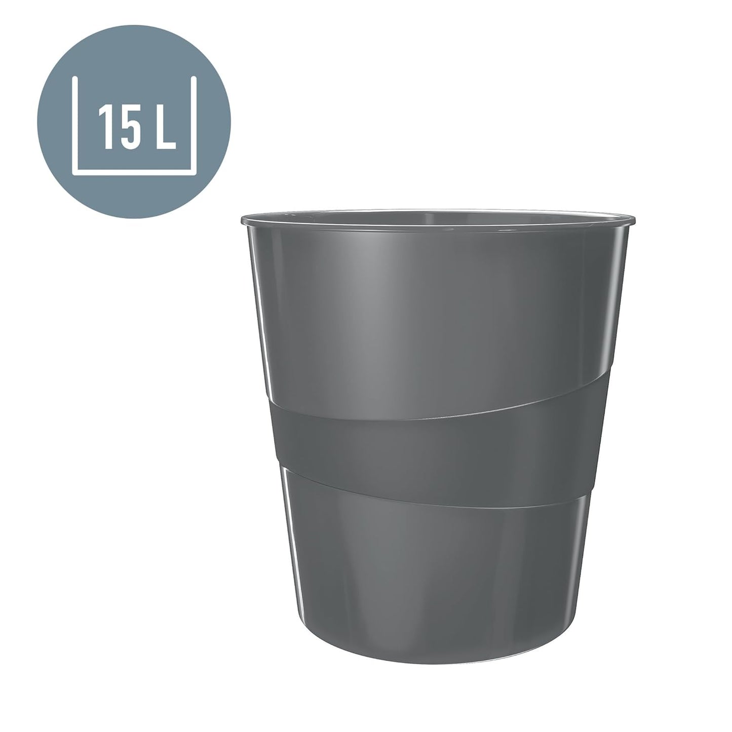 LEITZ Corbeille à papier WOW, en plastique, 15 litres, rouge - Cartouchify