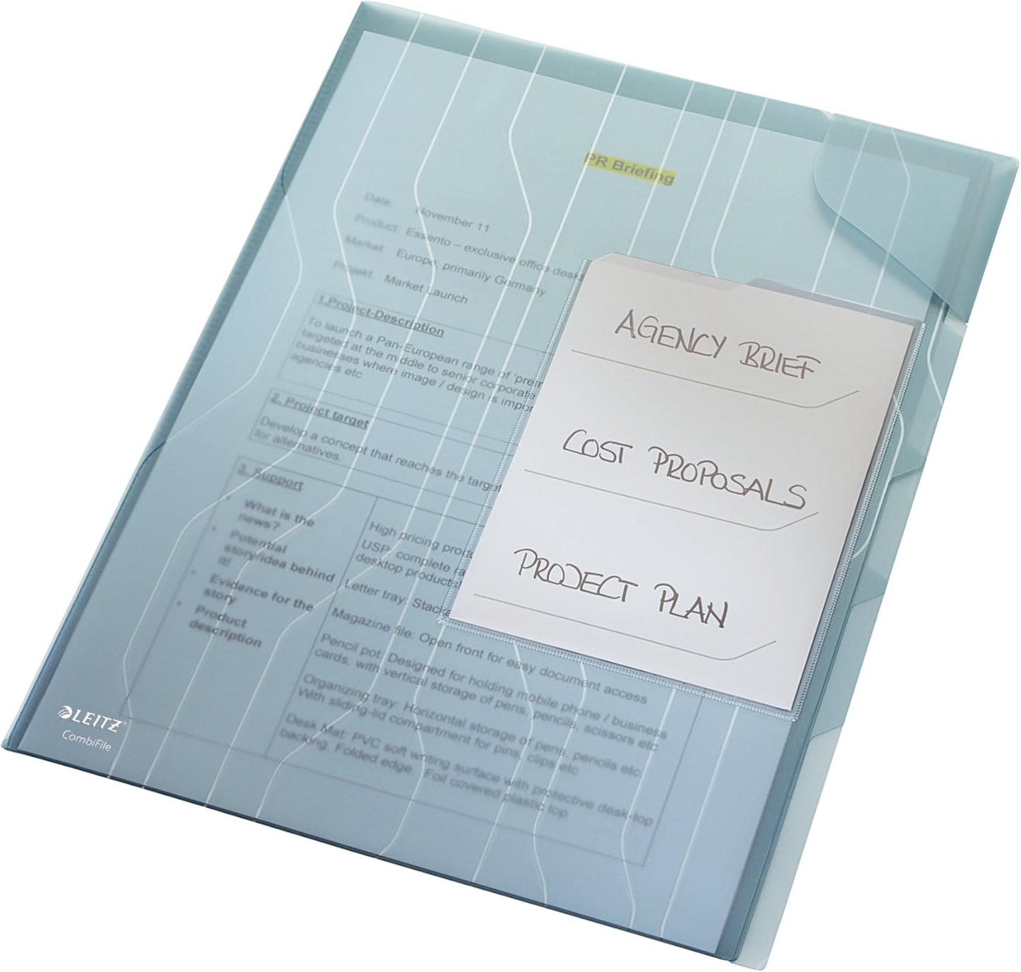 LEITZ chemise trieur CombiFile, A4, PP, bleu, 0,20 mm - Cartouchify