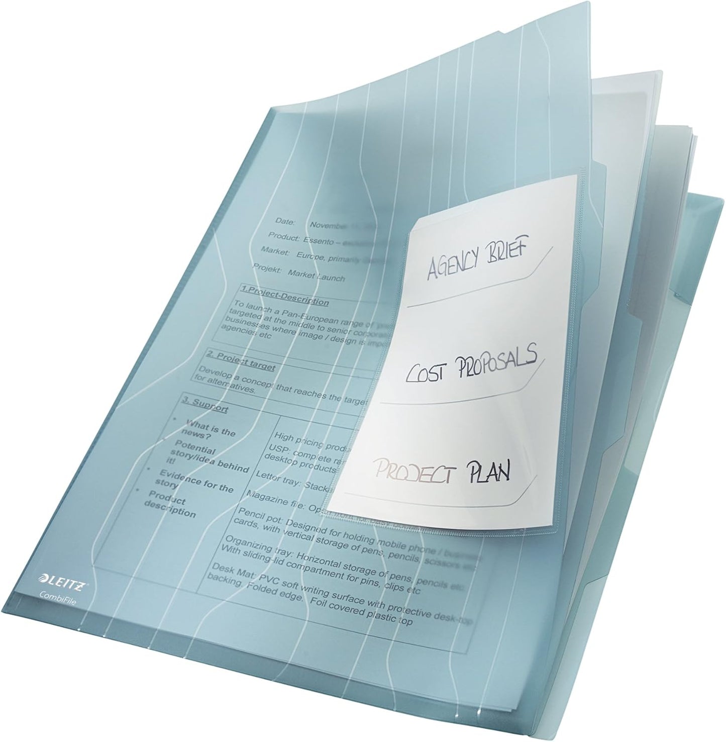 LEITZ chemise trieur CombiFile, A4, PP, bleu, 0,20 mm - Cartouchify