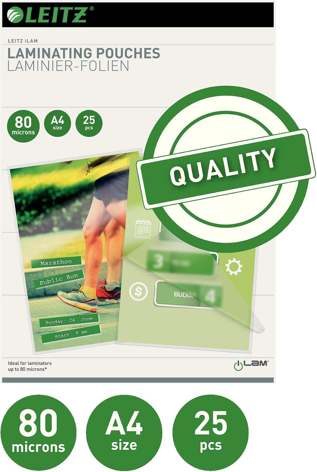 LEITZ Pochette de plastification, A4, brillant, 160 microns - Cartouchify