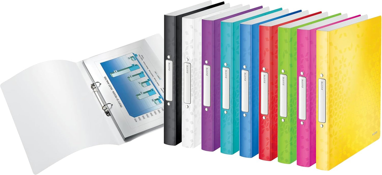 LEITZ Classeur à anneaux WOW, A4, PP, 2 anneaux, blanc - Cartouchify