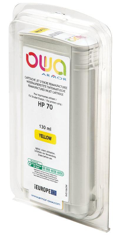 Image du hp 70 - cartouche d'encre traceur remanufacturée owa pour hp - jaune