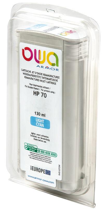 Image du hp 70 - cartouche d'encre traceur remanufacturée owa pour hp - cyan clair