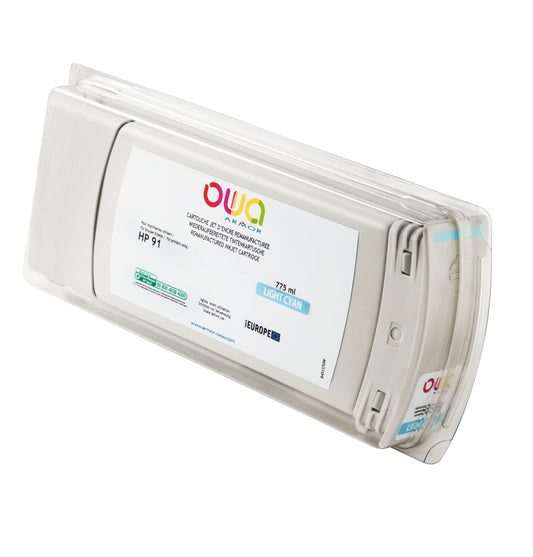 HP 91 - cartouche d'encre traceur remanufacturée OWA pour HP - Cyan Clair - Cartouchify