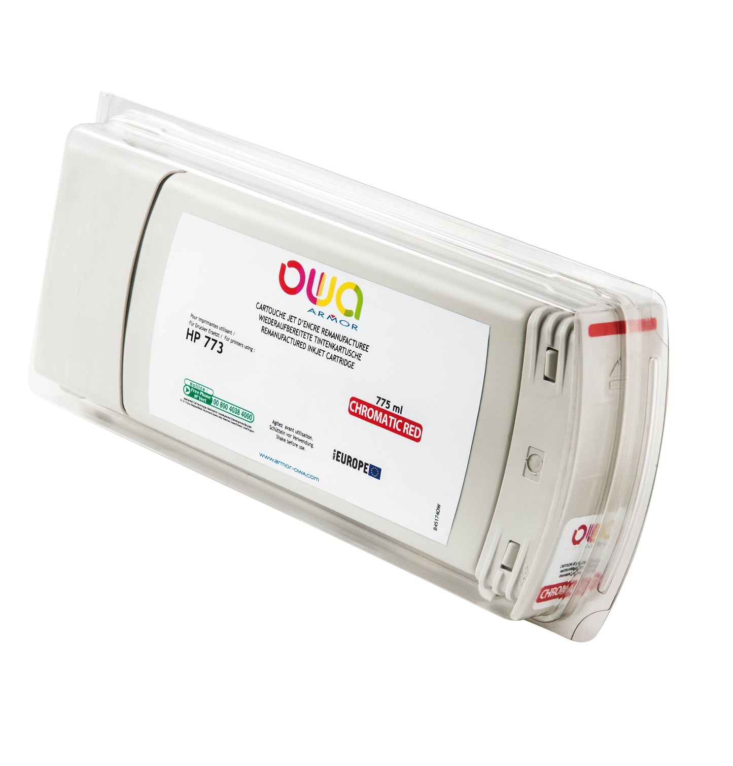 HP 773 - cartouche d'encre traceur remanufacturée OWA pour HP - Rouge - Cartouchify