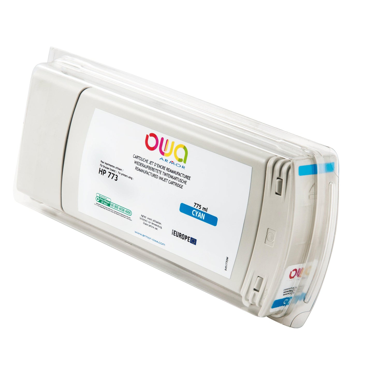 HP 773 - cartouche d'encre traceur remanufacturée OWA pour HP - Cyan - Cartouchify
