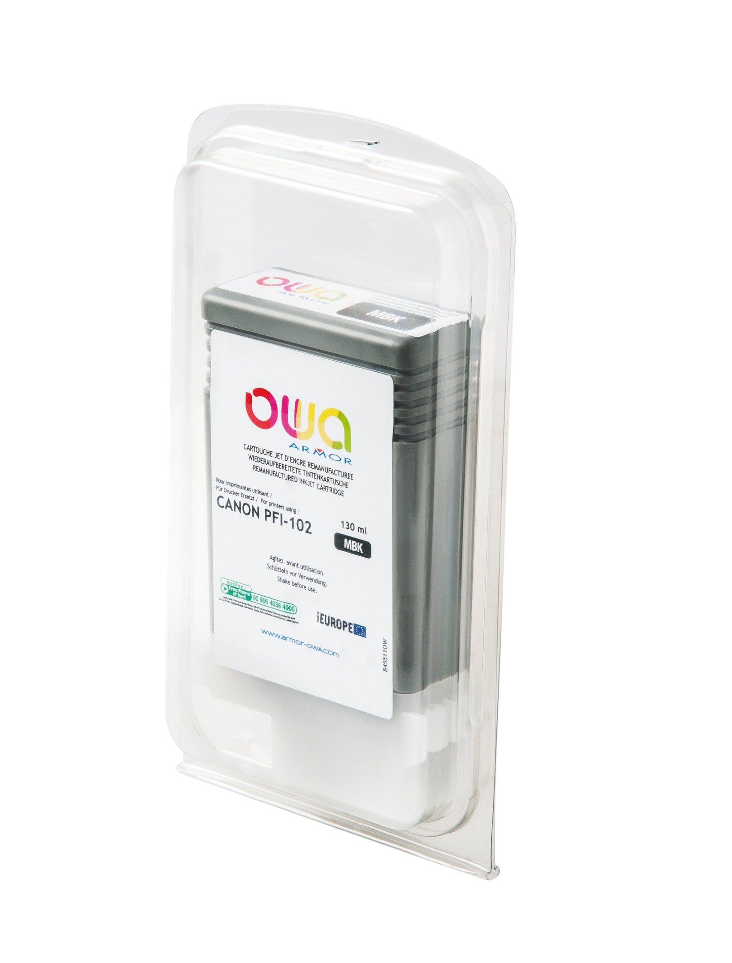 CANON PFI-102 - cartouche d'encre traceur remanufacturée OWA pour CANON - Noir Mat - Cartouchify