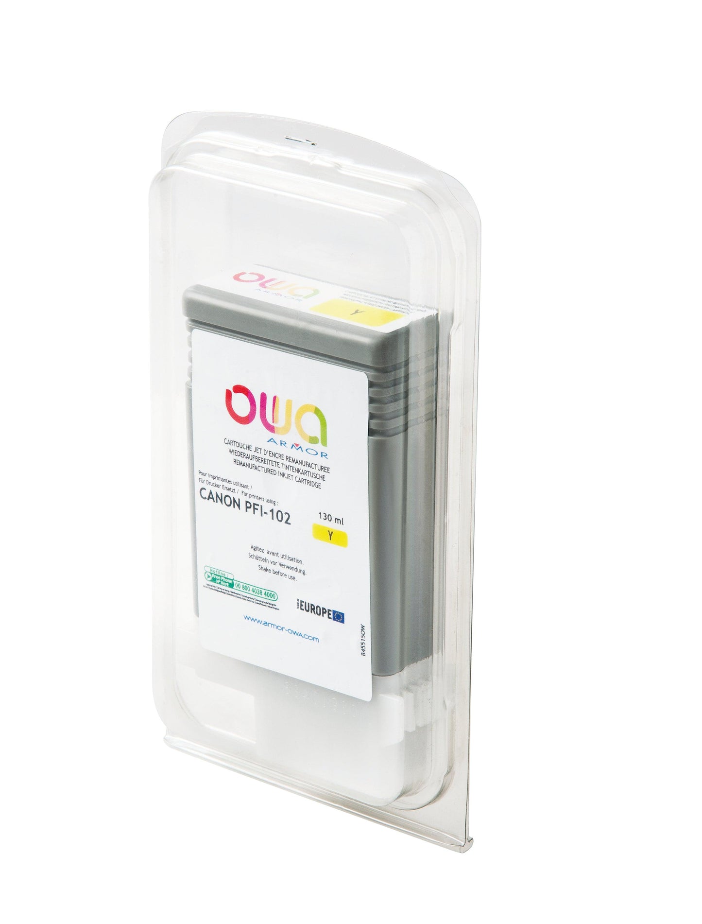 CANON PFI-102 - cartouche d'encre traceur remanufacturée OWA pour CANON - Jaune - Cartouchify