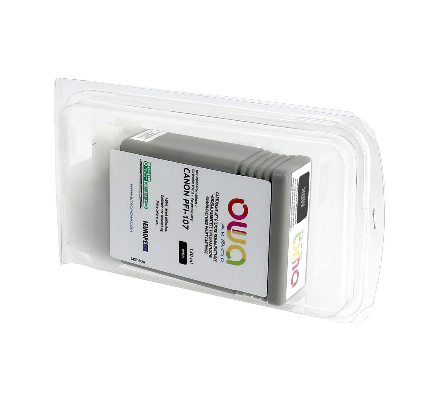 CANON PFI-107 - cartouche d'encre traceur remanufacturée OWA pour CANON - Noir Mat - Cartouchify