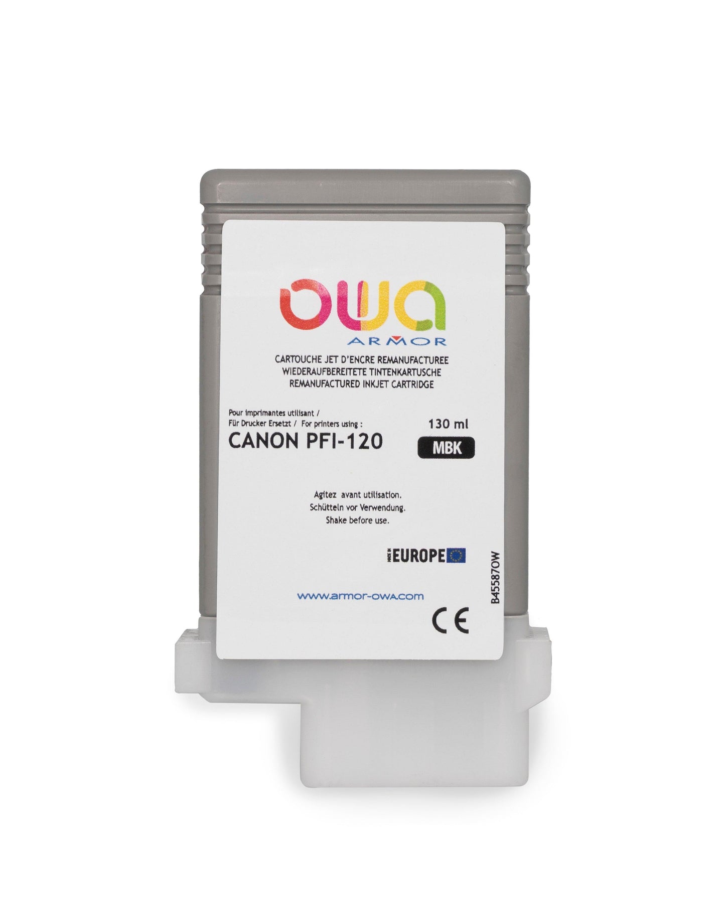 CANON PFI-120 - cartouche d'encre traceur remanufacturée OWA pour CANON - Noir Mat - Cartouchify