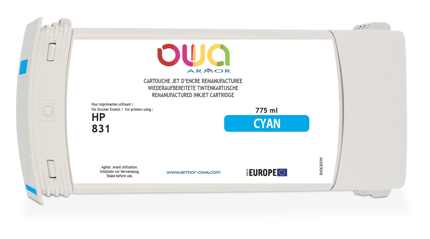 HP 831 - cartouche d'encre traceur remanufacturée OWA pour HP - Cyan - Cartouchify