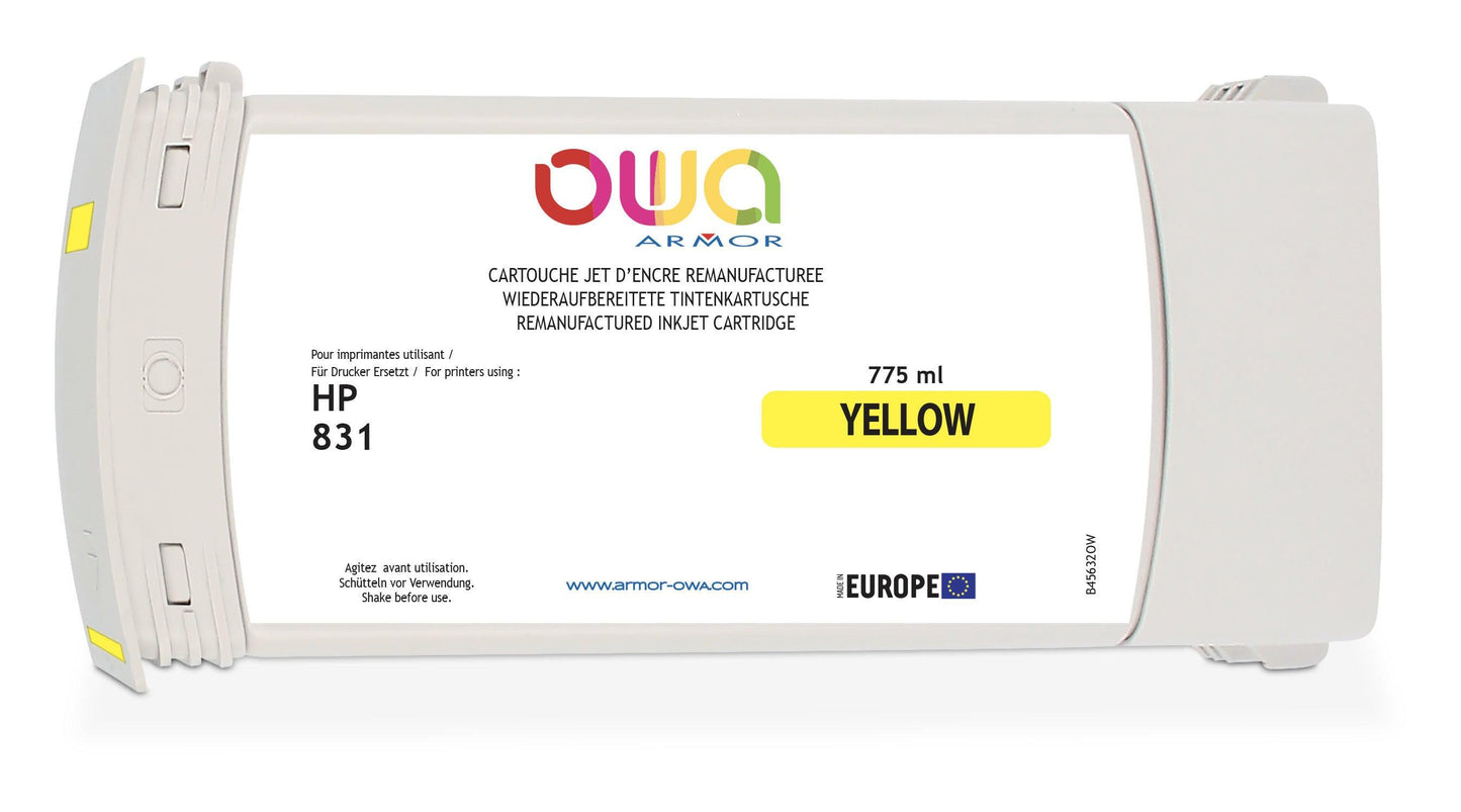 HP 831 - cartouche d'encre traceur remanufacturée OWA pour HP - Jaune - Cartouchify