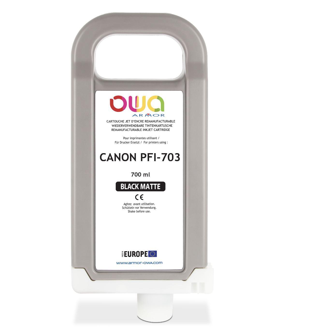CANON PFI-703 - cartouche d'encre traceur remanufacturable OWA pour CANON - Noir Mat - Cartouchify