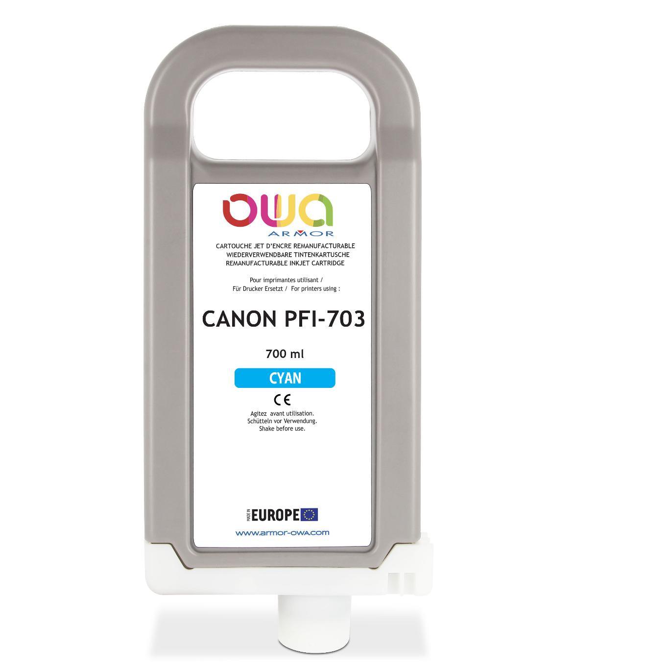 CANON PFI-703 - cartouche d'encre traceur remanufacturable OWA pour CANON - Cyan - Cartouchify