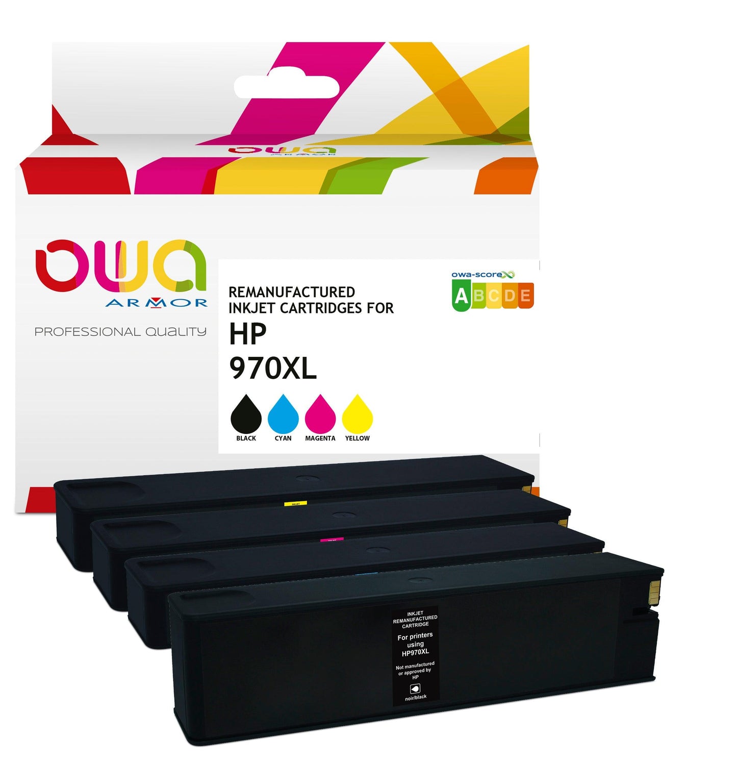 Pack4 - HP 970XL/971XL - cartouches d'encre remanufacturées OWA pour HP - haute capacité - 1x Noir 1x Cyan 1x Magenta 1x Jaune - Cartouchify