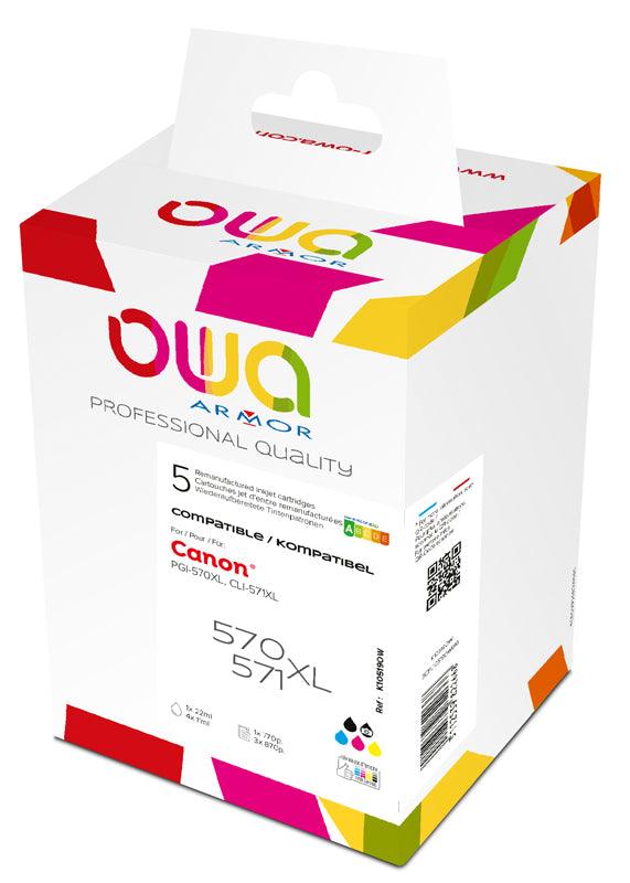 Pack5 - CANON PGI-570XL/CLI-571XL - cartouches d'encre remanufacturées OWA pour CANON - haute capacité - 1x Noir 1x Black Photo 1x Cyan 1x Magenta 1x Jaune - Cartouchify