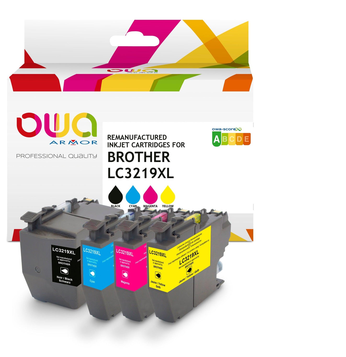 Pack4 - BROTHER LC-3219XL - cartouches d'encre remanufacturées OWA pour BROTHER - haute capacité - 1x Noir 1x Cyan 1x Magenta 1x Jaune - Cartouchify