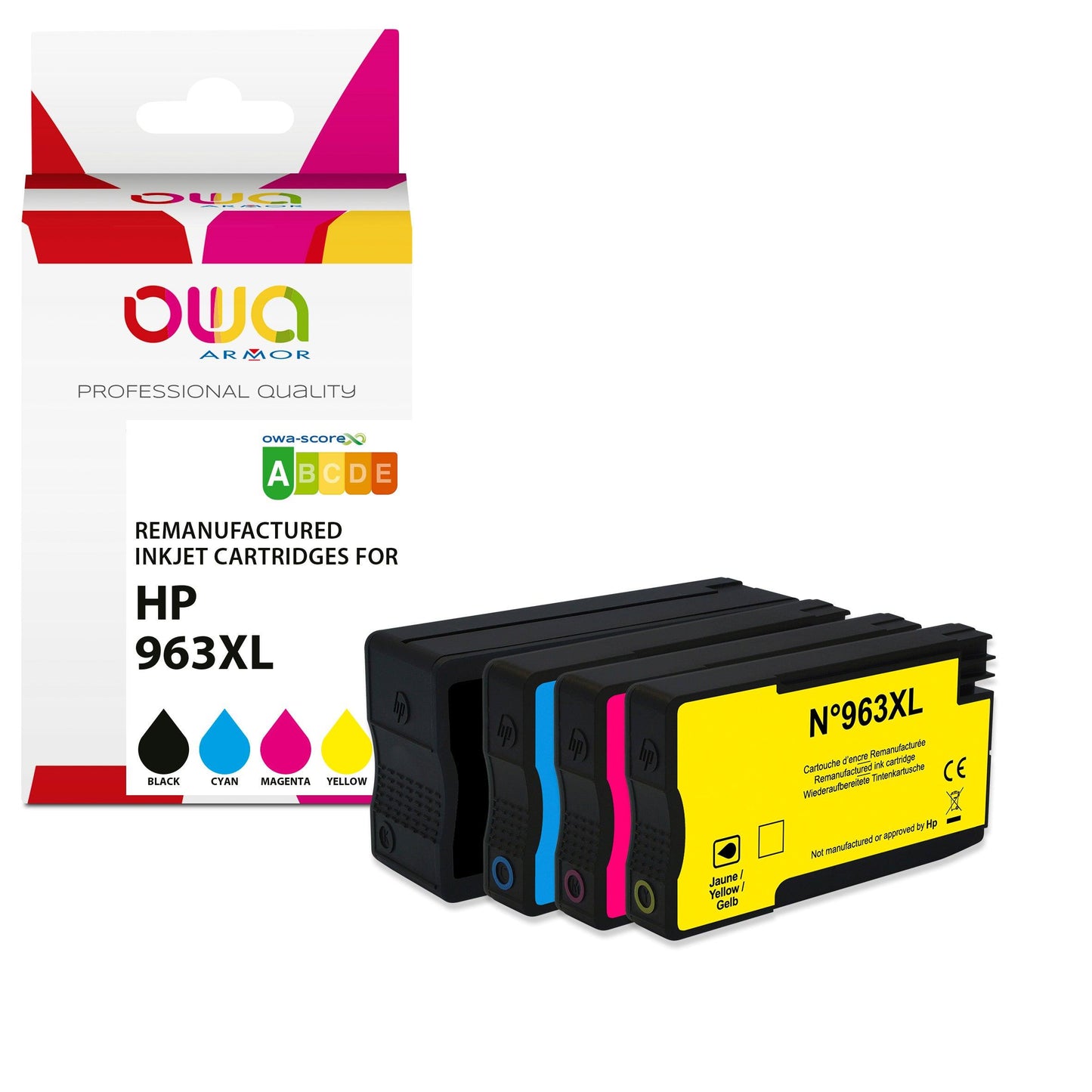 Pack4 - HP 963XL - cartouches d'encre remanufacturées OWA pour HP - 1x Noir 1x Cyan 1x Magenta 1x Jaune - Cartouchify