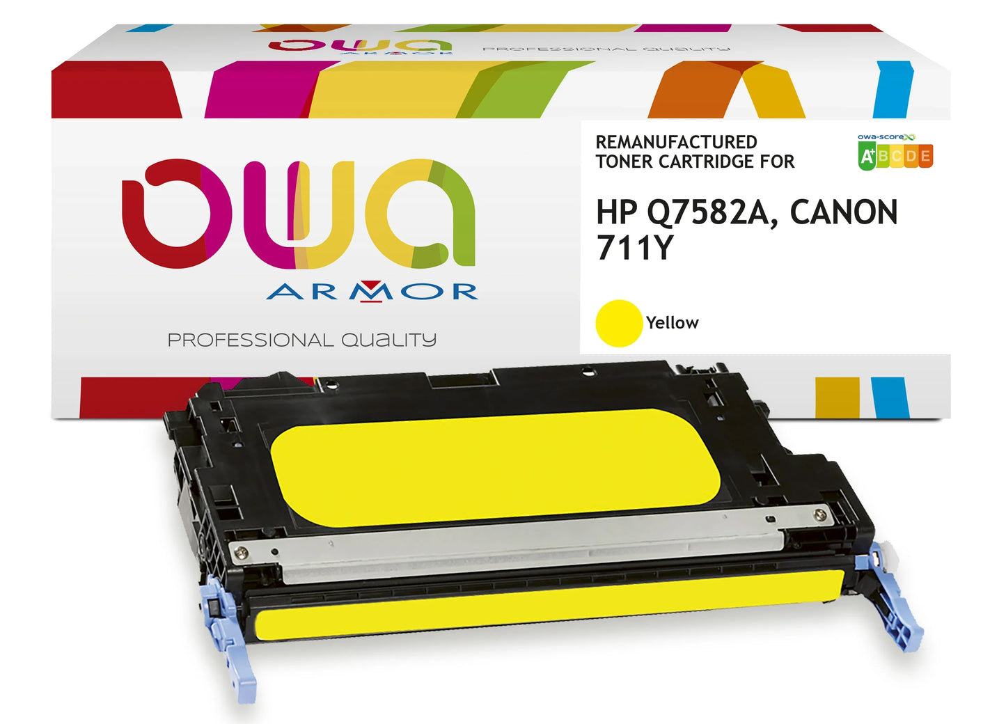 HP Q7582A, CANON 711Y - toner remanufacturé OWA pour HP et CANON - Jaune - Cartouchify