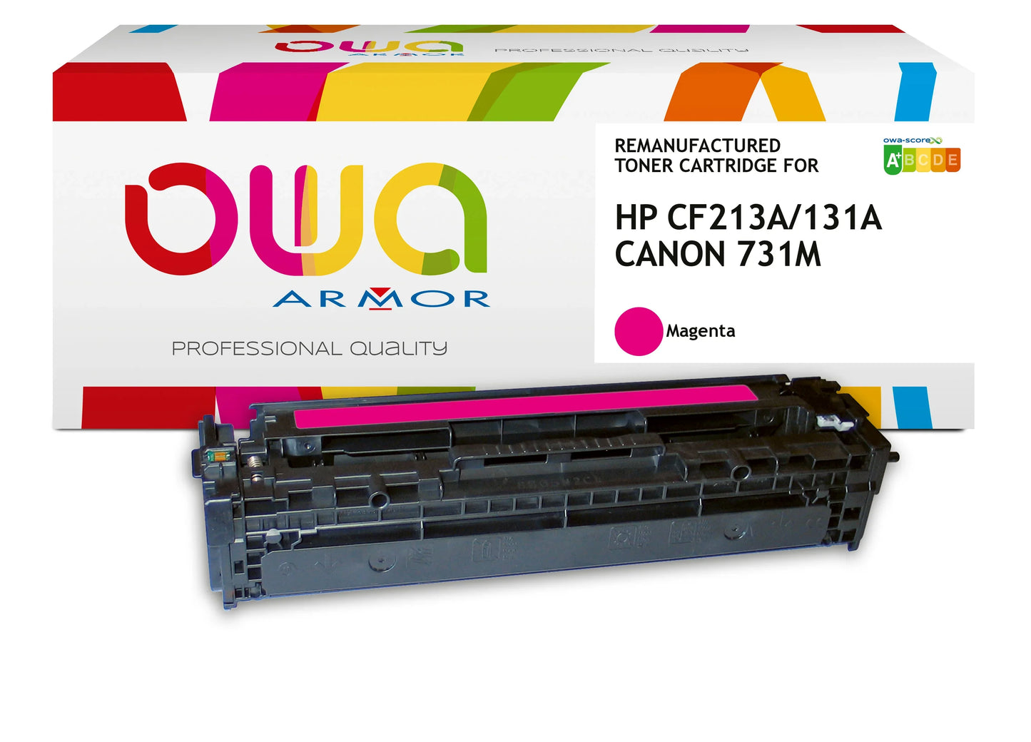 CANON 731M, HP CF213A - toner remanufacturé OWA pour HP et CANON - Magenta - Cartouchify