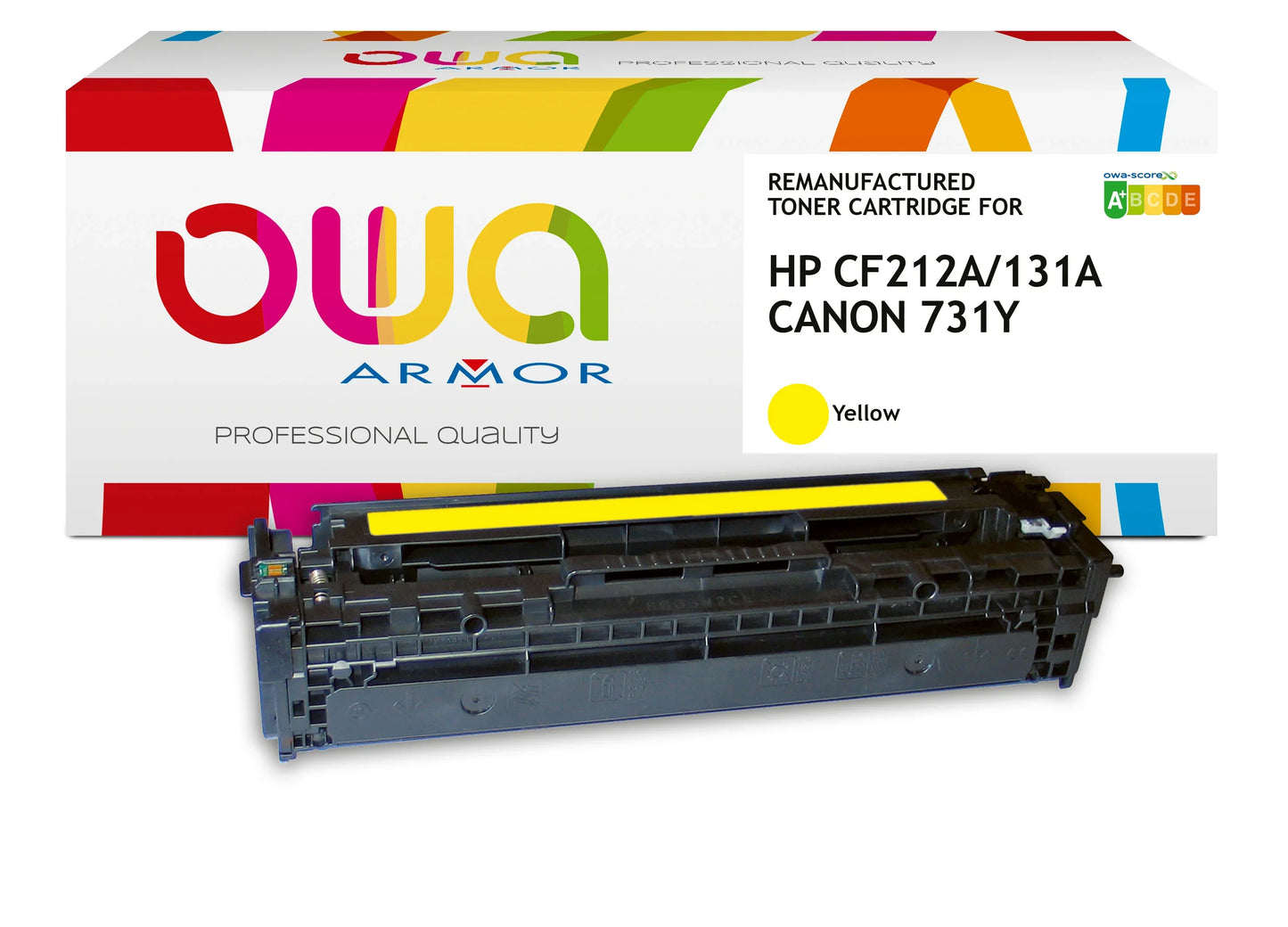 CANON 731Y, HP CF212A - toner remanufacturé OWA pour HP et CANON - Jaune - Cartouchify