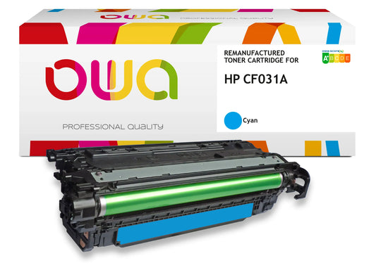 HP CF031A - toner remanufacturé OWA pour HP - Cyan - Cartouchify