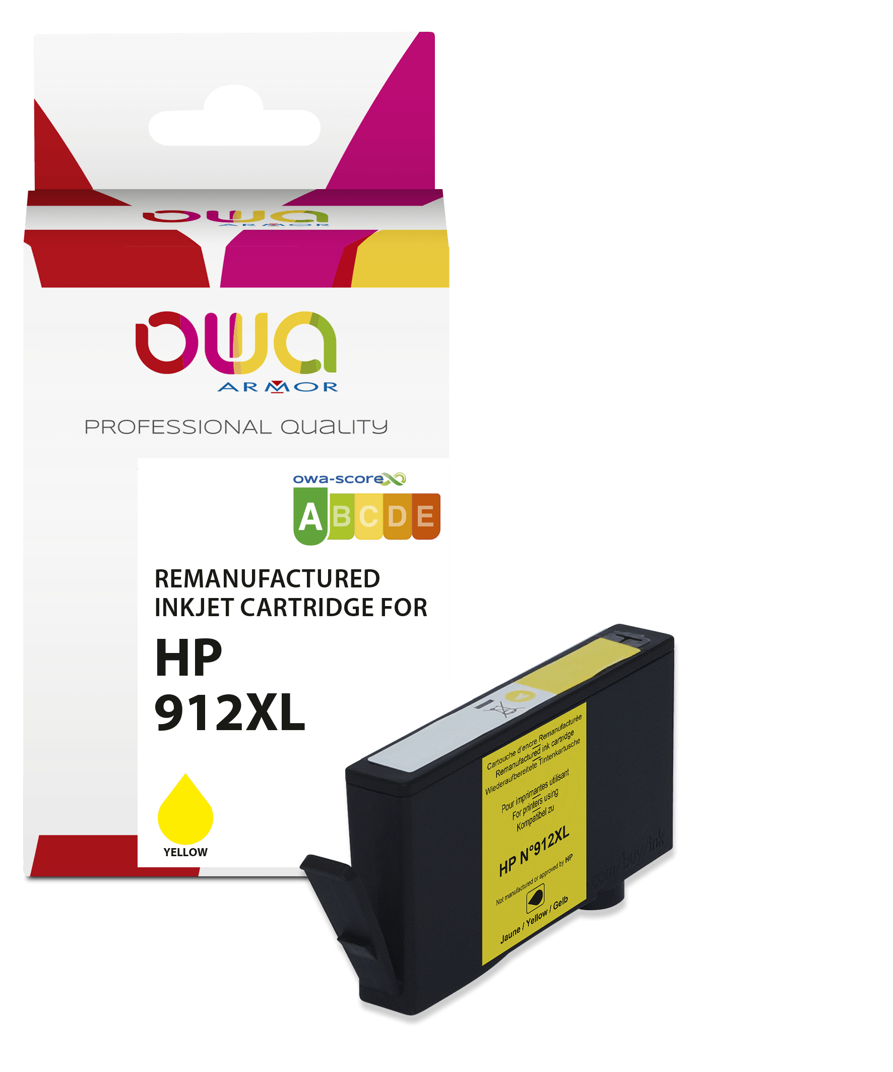 HP 912XL - cartouche d'encre remanufacturée OWA pour HP - haute capacité - Jaune - Cartouchify