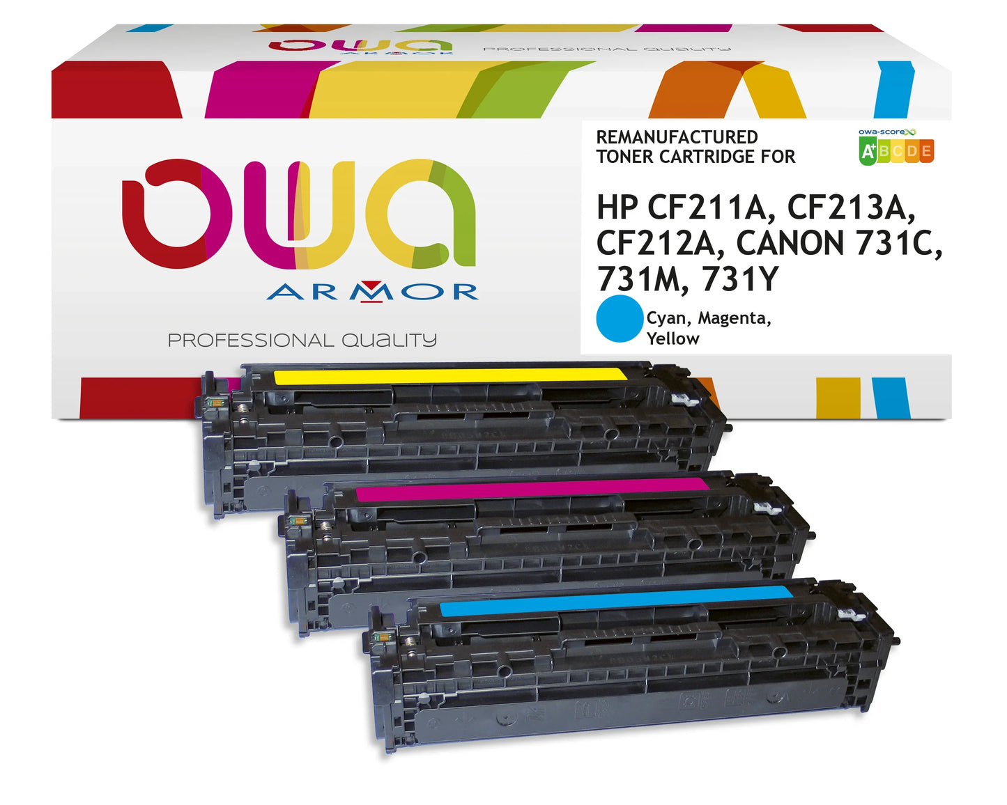 Pack3 - HP 131A, CANON 731CMY - Cartouche laser compatible - 1x Cyan, 1x Magenta, 1x Jaune - Cartouchify