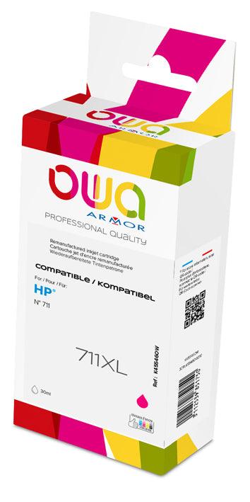 Image du hp 711 - cartouche d'encre traceur remanufacturée owa pour hp - haute capacité - magenta