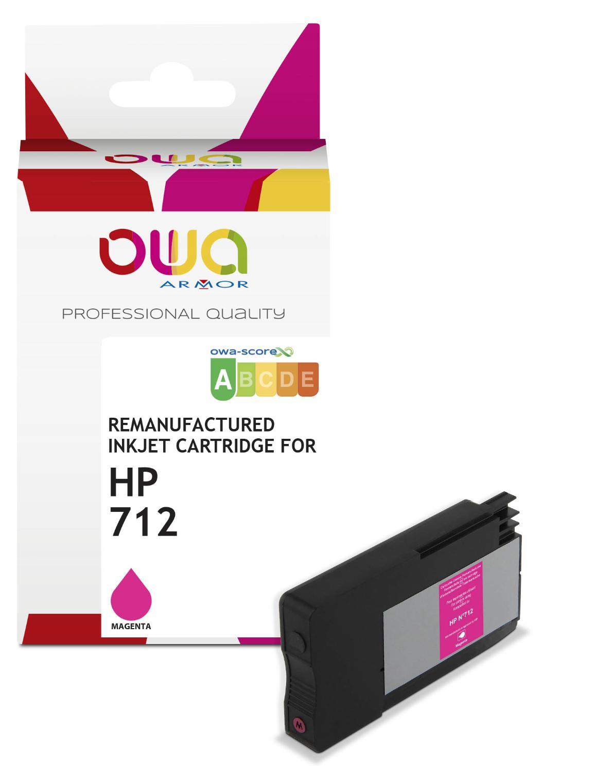 Image du hp 712 - cartouche d'encre traceur remanufacturée owa pour hp - magenta