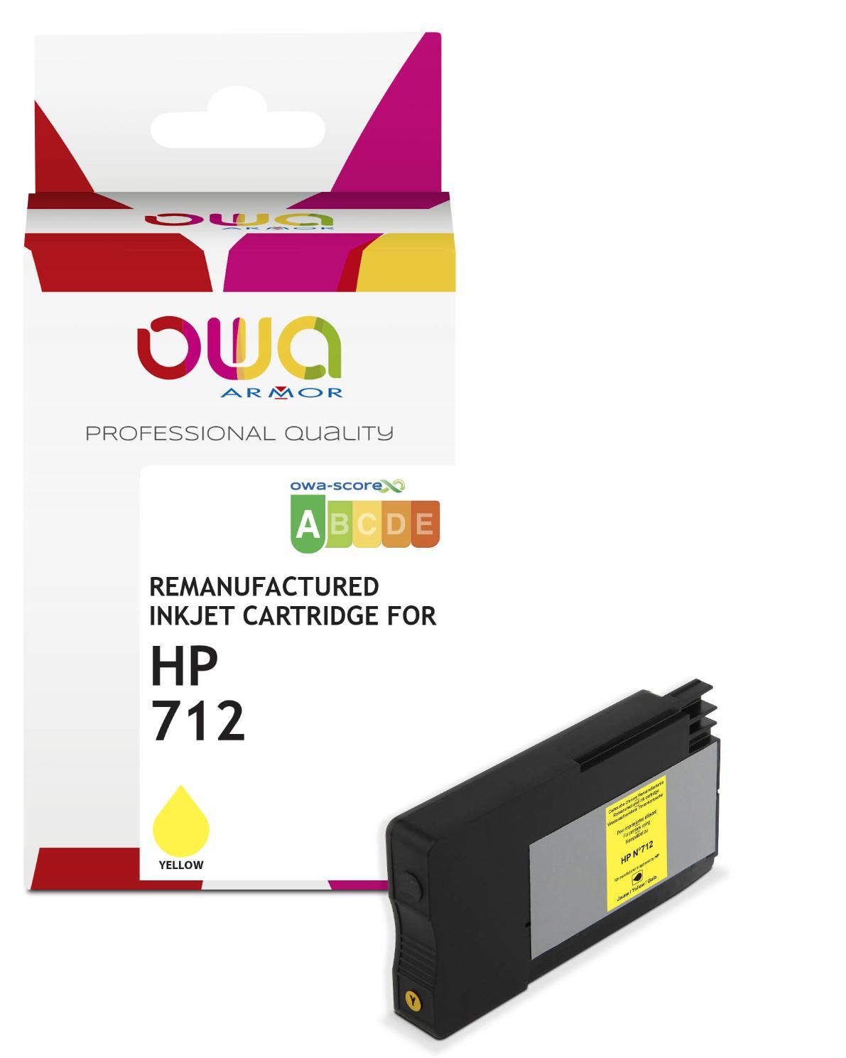 Image du hp 712 - cartouche d'encre traceur remanufacturée owa pour hp - jaune