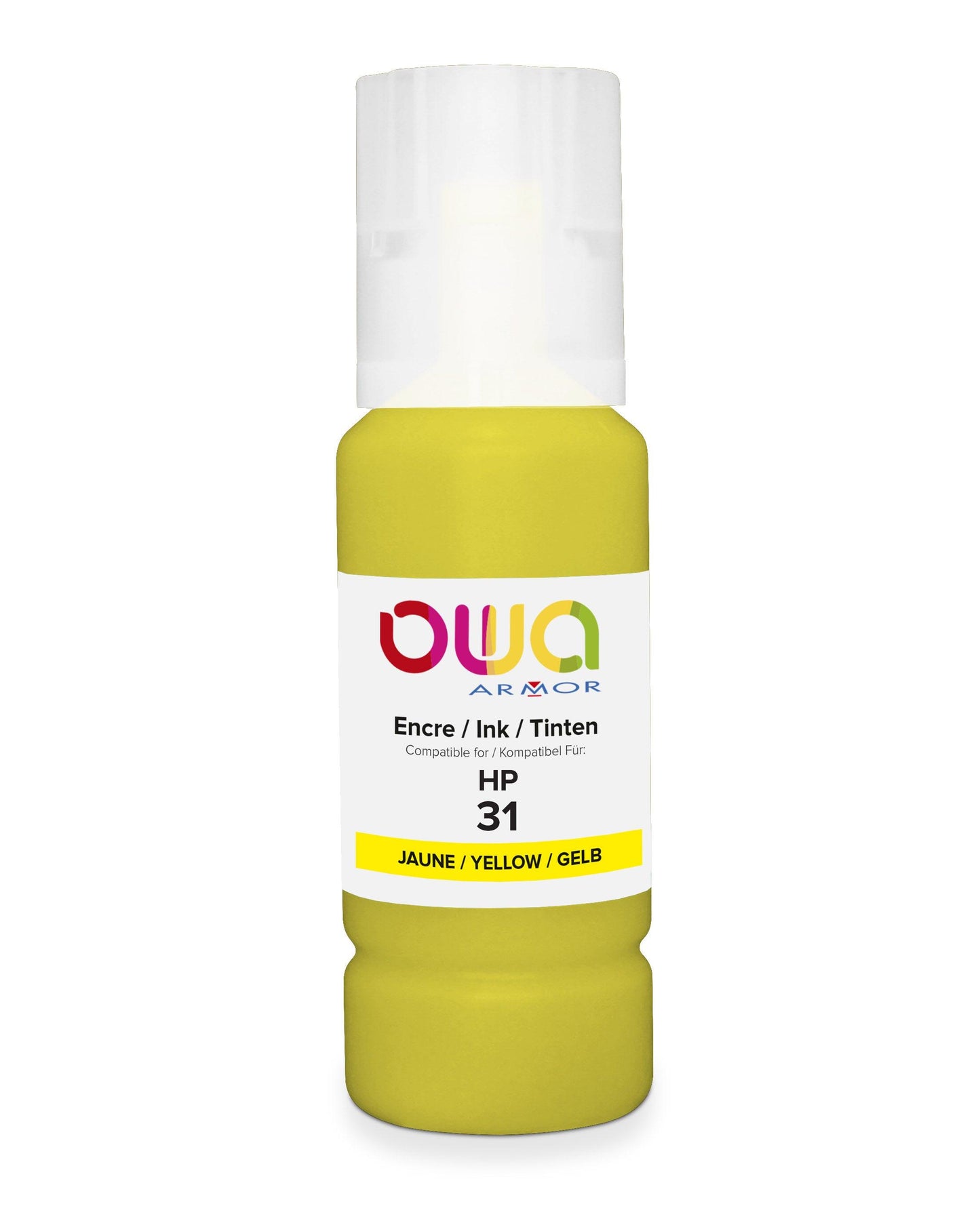 Image du hp 31 - bouteille d'encre compatible owa - jaune