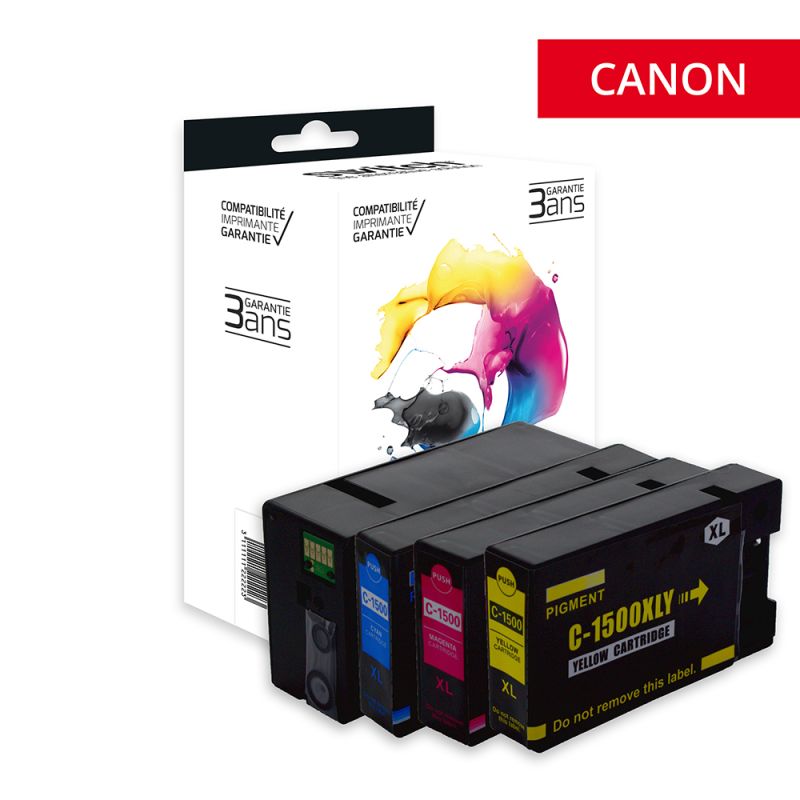 Cartouche compatible Canon PG-1500/9182B001/9193B001/9194B001/9195B001-9182B004 Pack 4 Couleurs