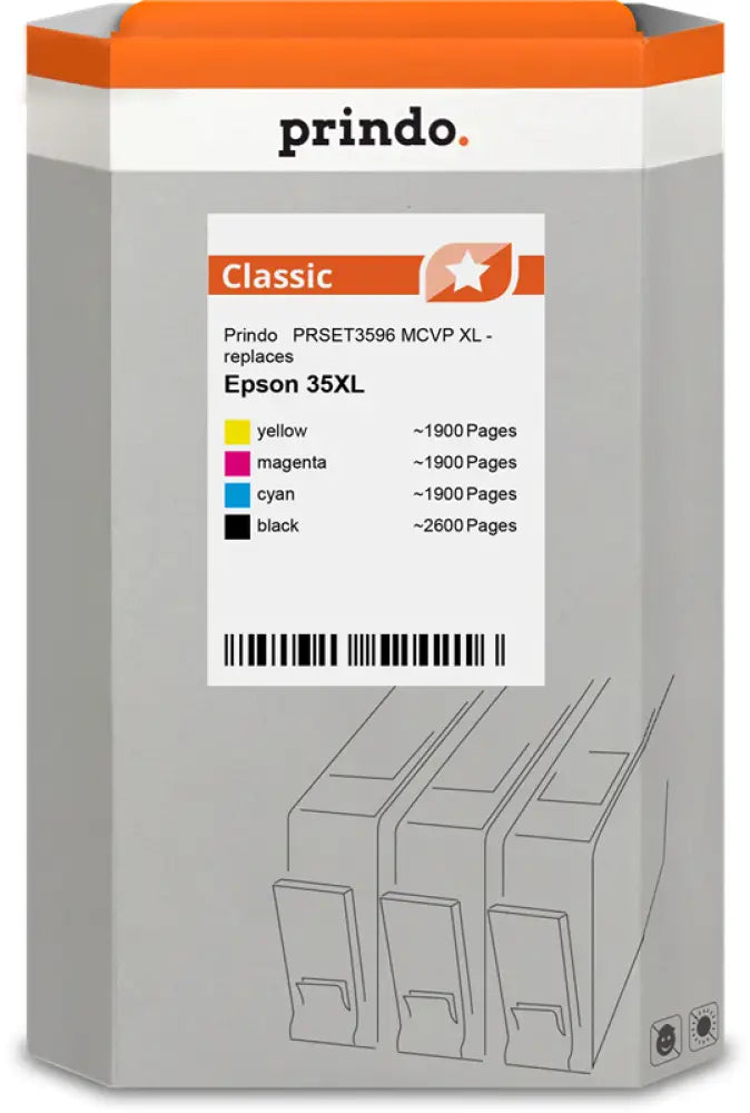 Compatible avec Epson 35XL Prindo Classic XL Multipack Noir(e) / Cyan / Magenta / Jaune - Jet d’encre compatible