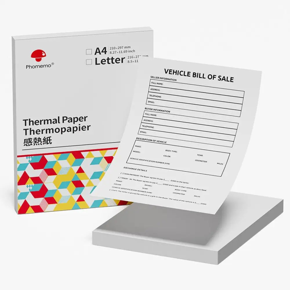 100 feuilles de papier Thermique (210x297 mm) - Blanc - Papier Phomemo