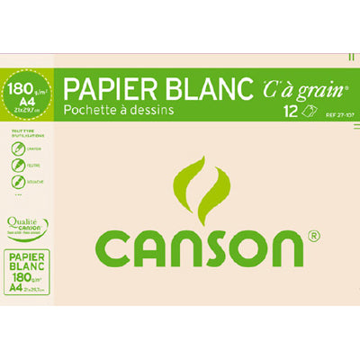 CANSON Papier à dessin "C" à grain, A4, 180 g/m2, blanc