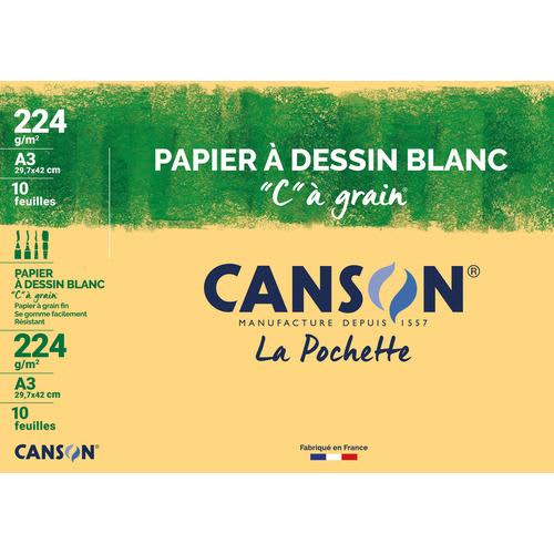 CANSON Papier à dessin "C" à grain, A3, 224 g/m2