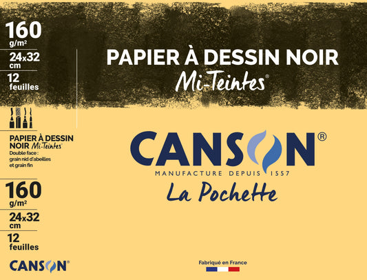 CANSON Papier dessin Mi-Teintes, 320 x 240 mm, noir
