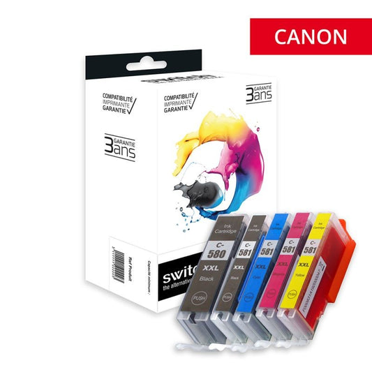 Cartouche Switch pour Canon C580XXL - C581XXL Pack 5 Couleurs