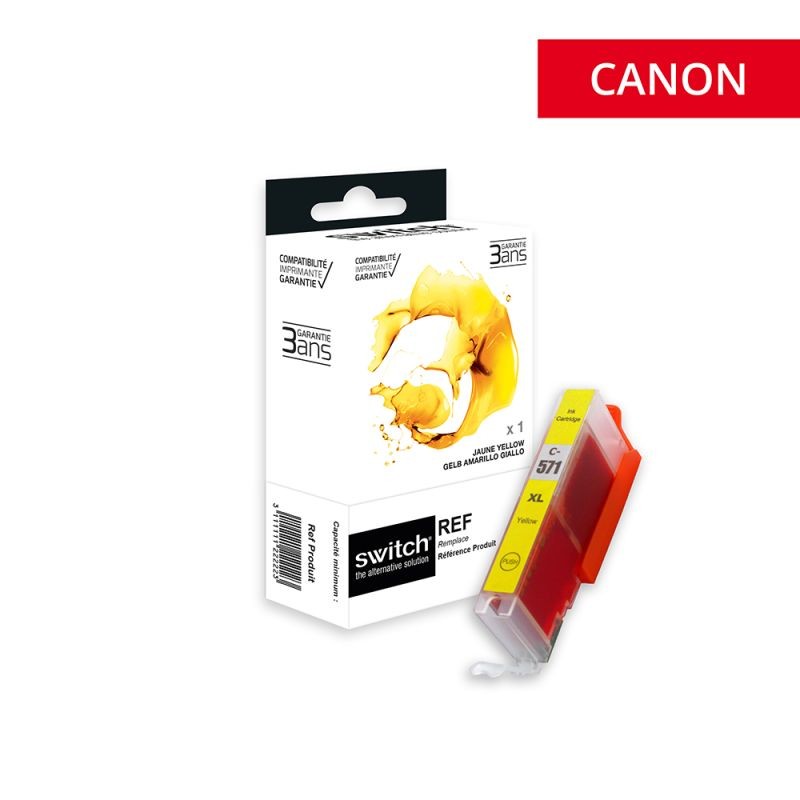 Cartouche Switch pour Canon CLI-571 YEL - 0334C001 Jaune