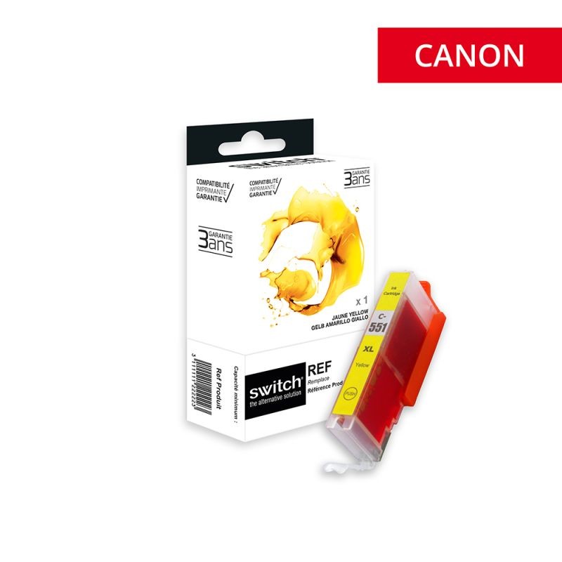 Cartouche Switch pour Canon CLI 551 Yl XL - 6446B001 Jaune