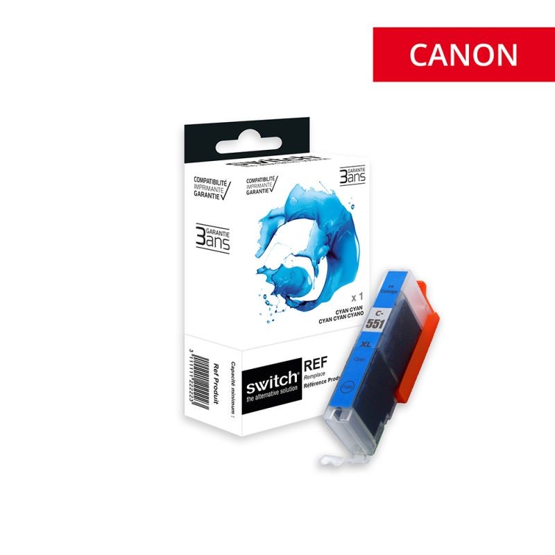 Cartouche Switch pour Canon CLI 551 CY XL - 6444B001 Cyan