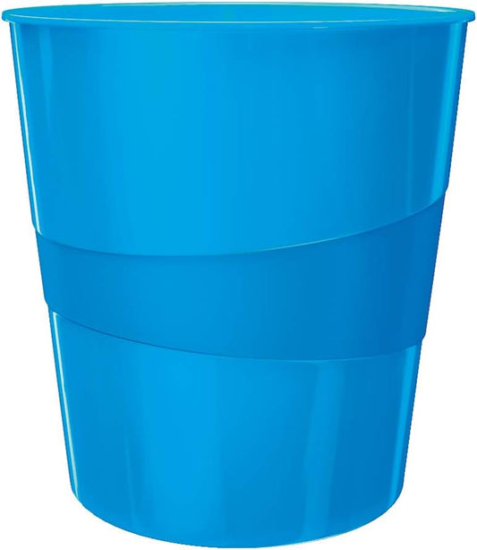 LEITZ Corbeille à papier WOW, en plastique, 15 litres, bleu - Cartouchify