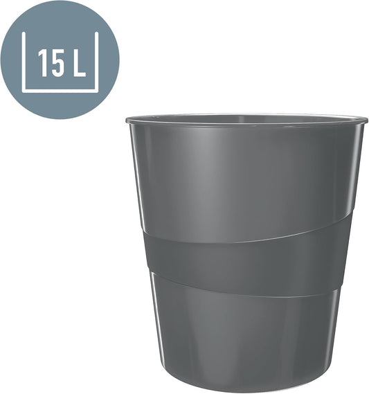 LEITZ Corbeille à papier WOW, en plastique, 15 litres, bleu - Cartouchify
