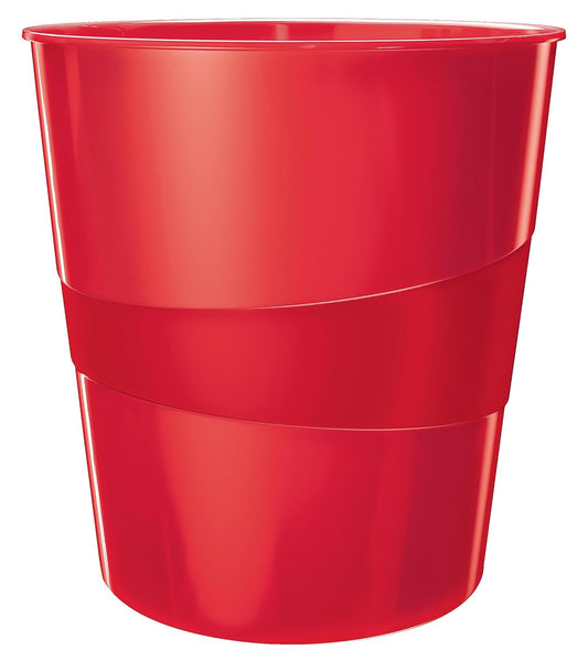 LEITZ Corbeille à papier WOW, en plastique, 15 litres, rouge - Cartouchify