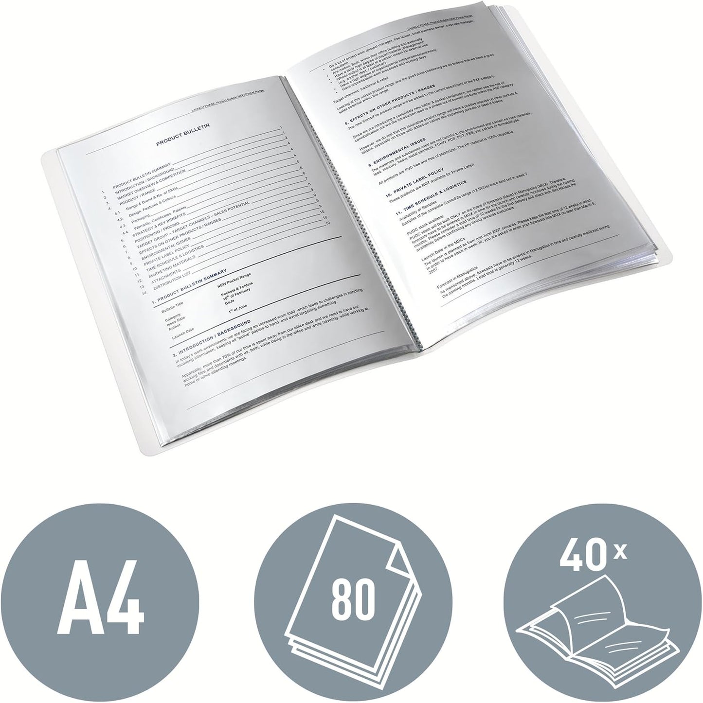 LEITZ Protège-documents WOW, A4, PP, 40 pochettes, blanc - Cartouchify