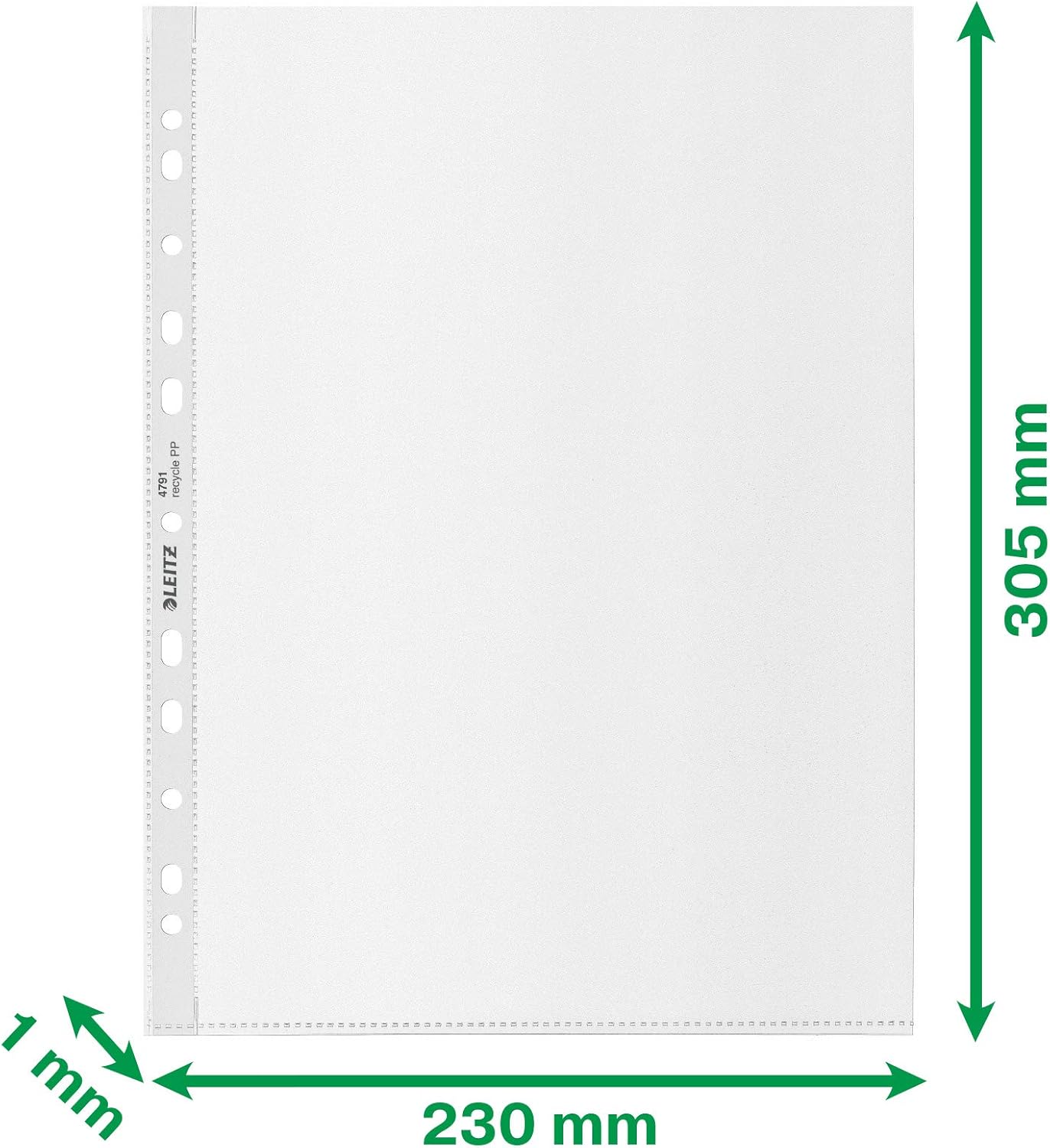 LEITZ Pochette perforée Recycle, A4, PP, grainé, 0,10 mm - Cartouchify