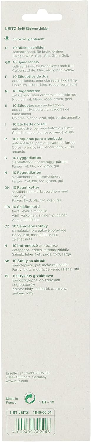 LEITZ Etiquette pour dos de classeur, 61 x 285 mm, blanc - Cartouchify