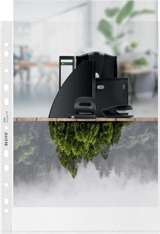 LEITZ Pochette perforée Recycle, A4, PP, grainé, 0,10 mm - Cartouchify